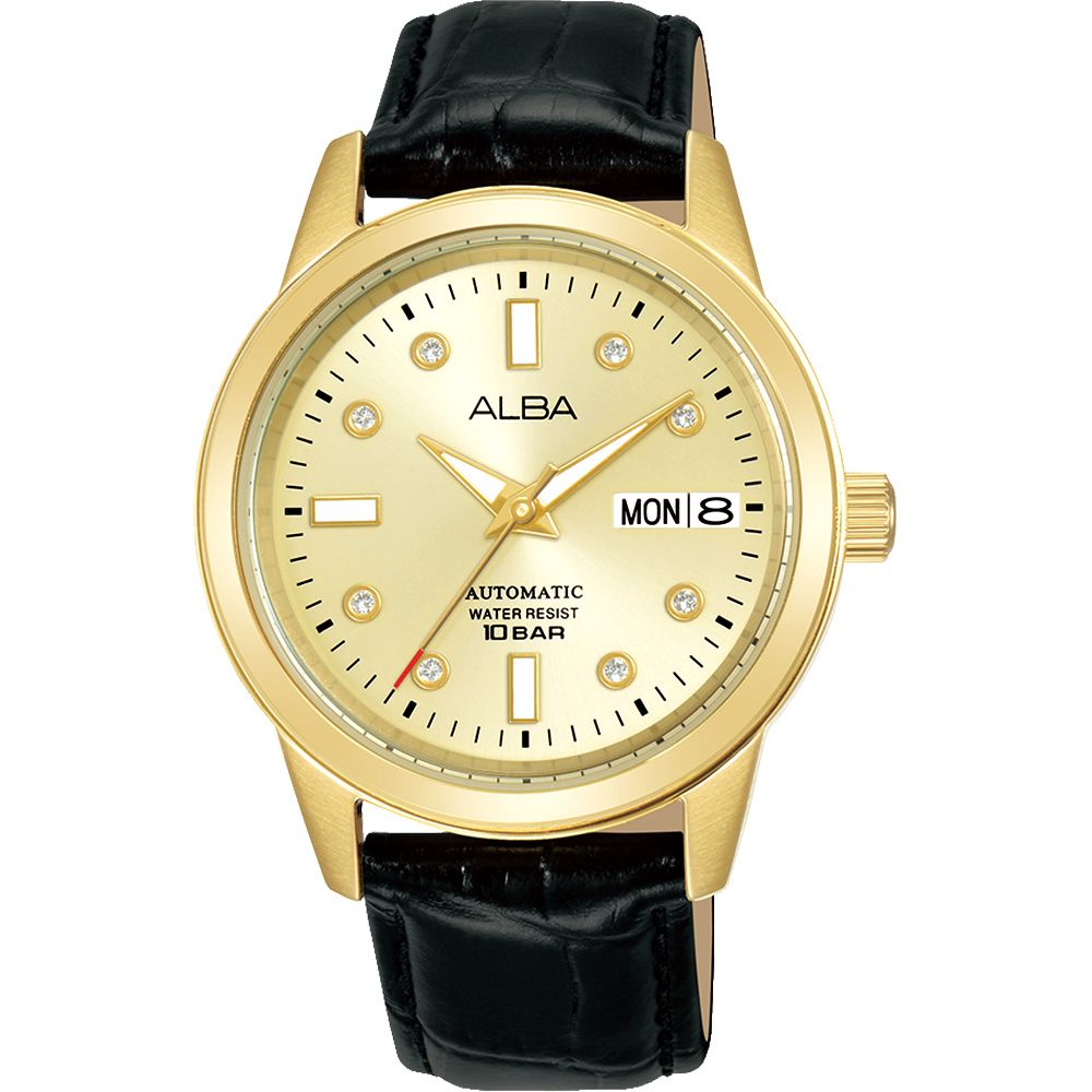 ALBA 雅柏 Tokyo Design 香檳金晶鑽機械女錶-36mm AL4672X1 Y676-X085G