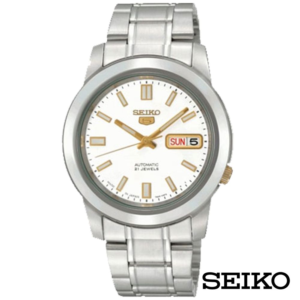 SEIKO 精工   經典5號自動上鍊機械腕錶-白面+金x38.5mm SNKK07J1