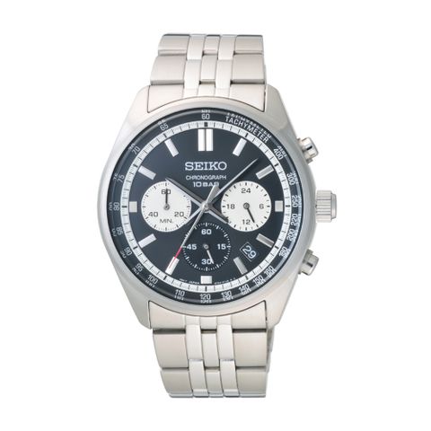 SEIKO 巔峰極速三眼計時腕錶-銀X黑