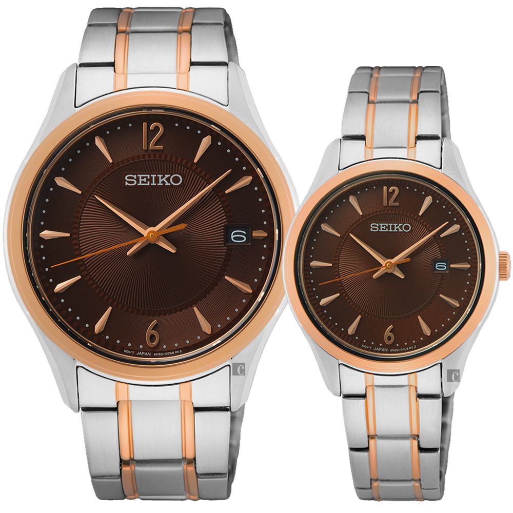 SEIKO 精工 CS 城市情侶手錶 對錶 6N52-00D0B+6N22-00N0B (SUR470P1+SUR476P1)