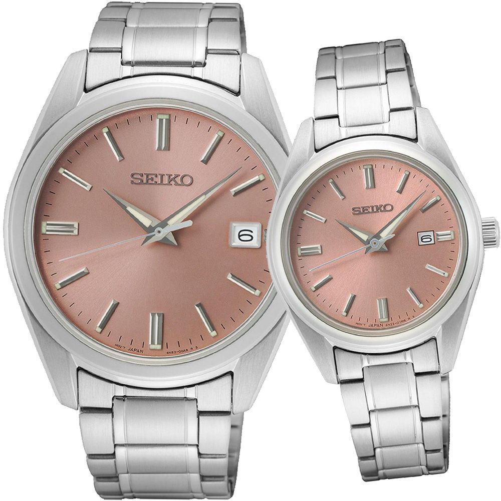 SEIKO 精工   藍寶石水晶鏡面時尚對錶6N52-00A0P+6N22-00K0P