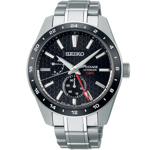 SEIKO精工 Presage 新銳系列 Susutake墨色 GMT機械腕錶 SPB221J1(6R64-00C0D)