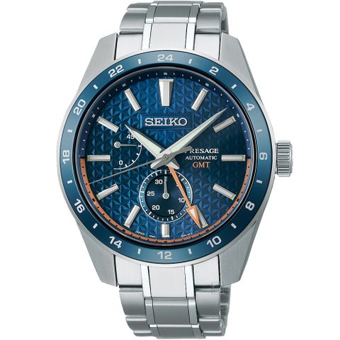 SEIKO 精工 Presage 新銳系列 Aitetsu靛藍 GMT機械腕錶 SPB217J1(6R64-00C0B)