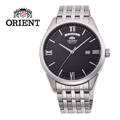 ORIENT 東方 錶 WILD CALENDAR 系列 現代簡約機械腕錶 鋼帶款 黑色 RA-AX0003B-40.8 mm