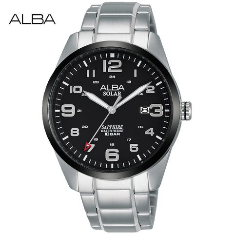 送限量贈品，送完為止ALBA 雅柏 台灣限定款太陽能時尚腕錶/黑X銀/39.5mm (AS32-X018D/AX3005X1)