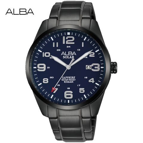 送限量贈品，送完為止ALBA 雅柏 台灣限定款太陽能時尚腕錶/藍X灰/39.5mm (AS32-X018SD/AX3001X1)