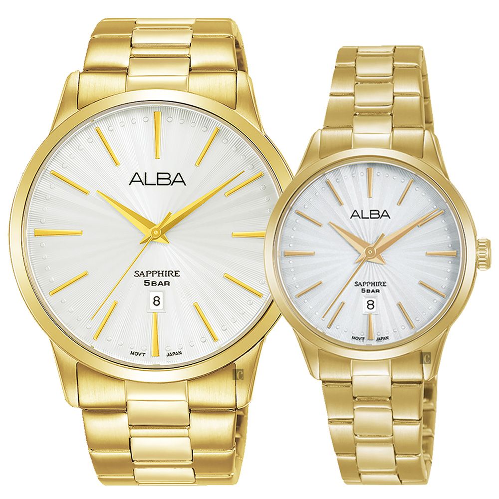 ALBA 雅柏   東京復古情侶手錶 對錶-41+29mm VJ32-X319G+VJ22-X358G(AG8K80X5+AH7W36X5)
