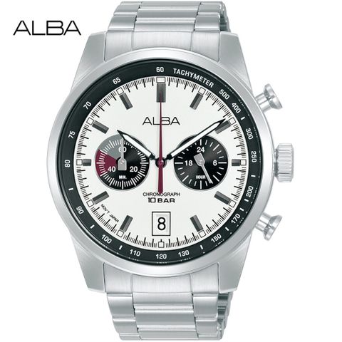 送限量贈品，送完為止ALBA 雅柏 日系時尚計時錶/白/44mm (VK64-X001S/A4B009X1)