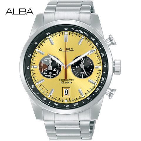 送限量贈品，送完為止ALBA 雅柏 日系時尚計時錶/金/44mm (VK64-X001Y/A4B003X1)