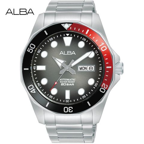 送限量贈品，送完為止ALBA 雅柏 潛水風格200米防水機械錶/黑X紅/43mm (Y676-X063N/AL4539X1)