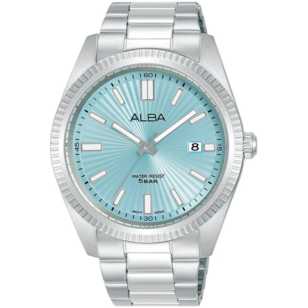 ALBA 雅柏 太陽紋簡約時尚腕錶/冰藍X銀/42.5mm (VJ42-X353G/AS9S71X1)