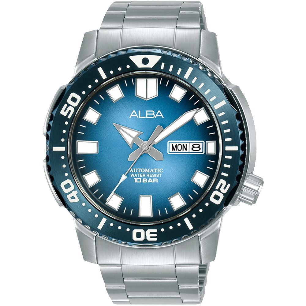 ALBA 雅柏 潛水風格時尚機械錶/藍X銀/46mm (Y676-X082B/AL4629X1)