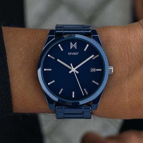 快閃★激殺優惠↘快速出貨【MVMT】CERAMIC EDITION 日期顯示 陶瓷錶帶 男錶 28000203-D 藍/銀 44mm