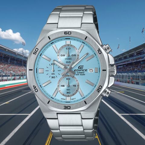 CASIO 卡西歐 EDIFICE 計時功能 八角形經典腕錶-藍色 EFV-640D-2BV