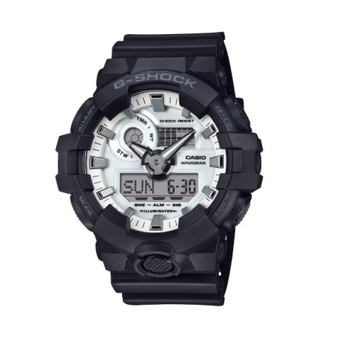 【CASIO 卡西歐】G-SHOCK BLACK & WHITE 黑白潮流 大錶徑 雙顯系列 GA-700WD-1A_53.4mm