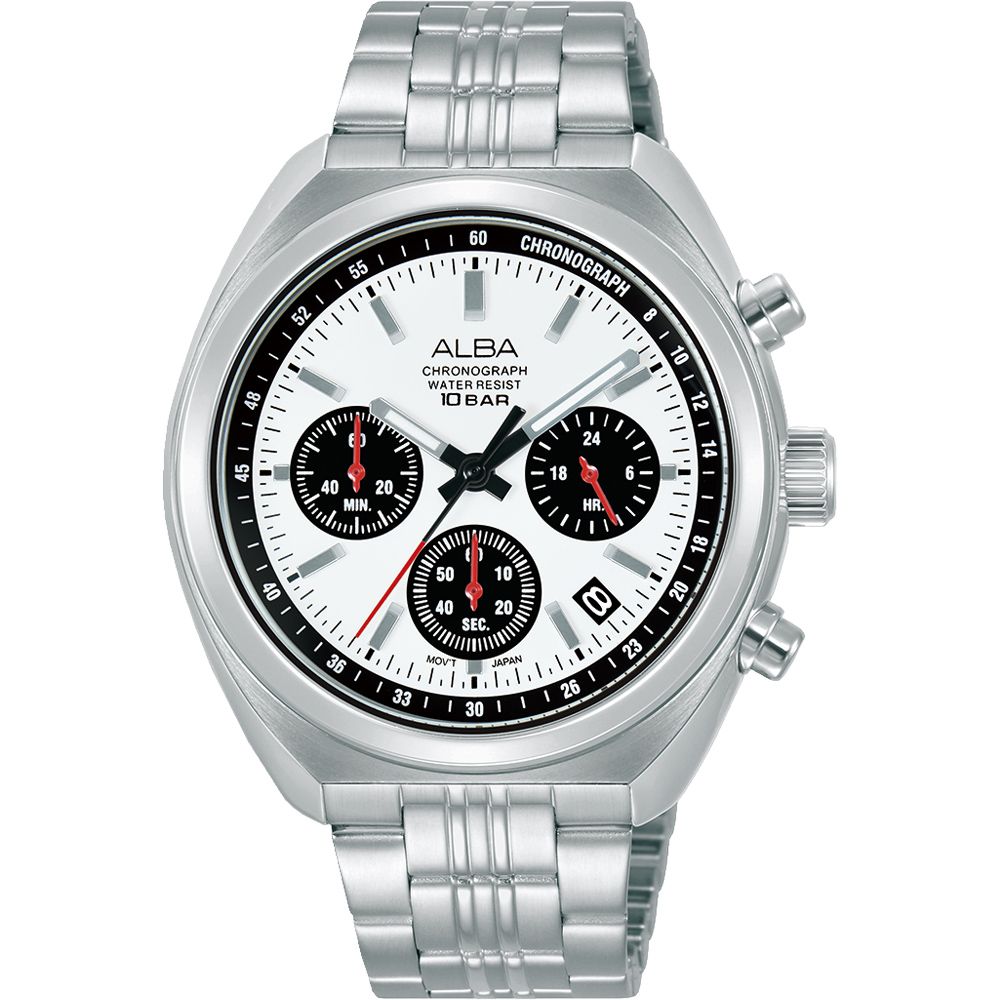 ALBA 雅柏 ACTIVE 極速鋒潮計時男錶-40.1mm熊貓款 VD53-X406S.AT3K11X1