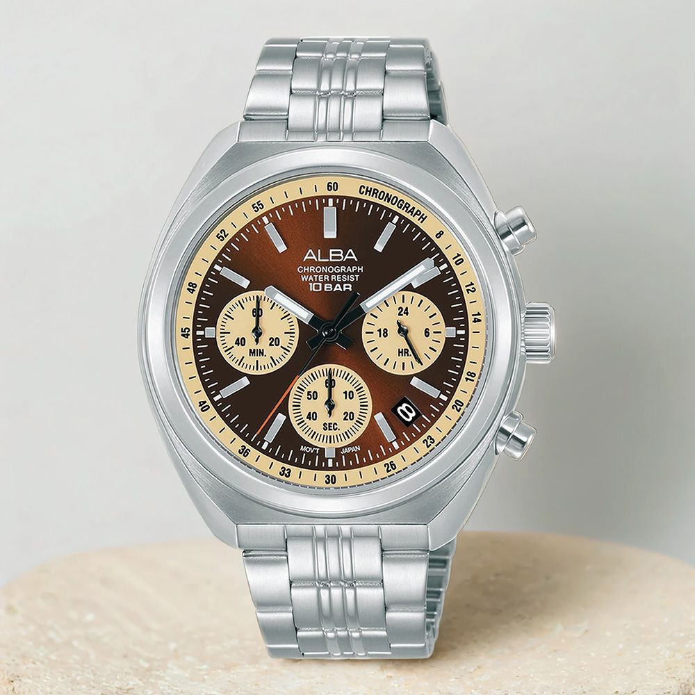 ALBA 雅柏 ACTIVE 三眼計時手錶-39mm AT3K07X1 VD53-X406B