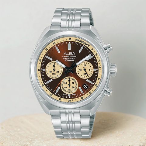 ALBA 雅柏 ACTIVE 三眼計時手錶-39mm AT3K07X1 VD53-X406B