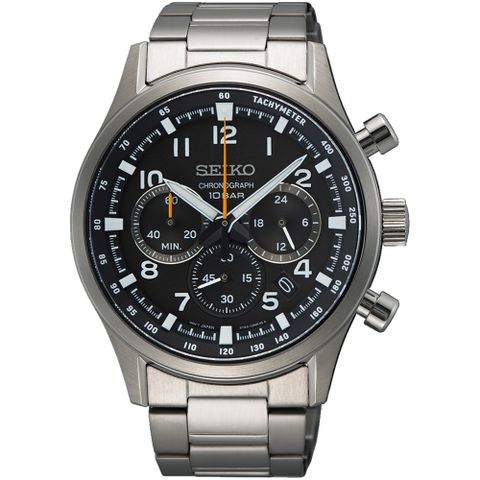 SEIKO 精工 CS系列競速時尚三眼計時錶/黑/43mm (8T63-02M0D/SSB447P1)