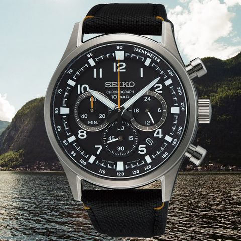 SEIKO 精工 CS系列 紳士時尚 三眼計時腕錶 43mm (8T63-02M0C/SSB449P1)