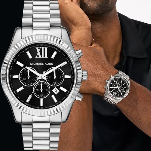 Michael Kors Lexington 三眼計時手錶 卡夾套組-44mm MK1091SET