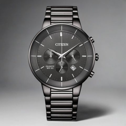 CITIZEN 星辰 Chronograph 紳男計時手錶-鐵灰/42mm(AN8227-53H)