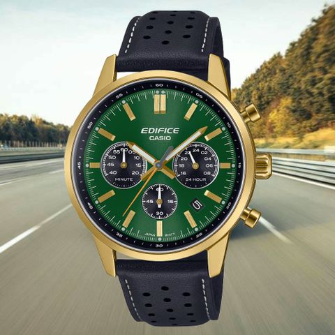 CASIO 卡西歐 EDIFICE 計時碼錶 凸面圓頂玻璃 運動風手錶 EFR-575CL-3A