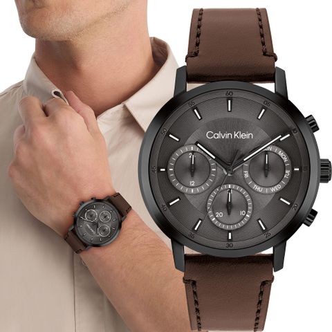 Calvin Klein CK Gauge 多功能三眼手錶-42mm(25200498)