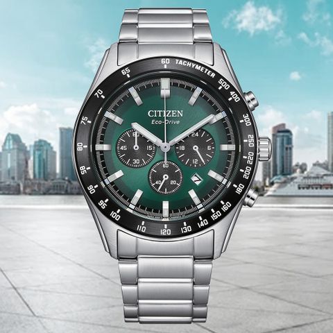 CITIZEN 星辰 Chronograph 光動能 碼錶計時 三眼 男錶 CA4674-58X