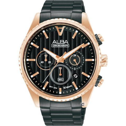 ALBA 雅柏 SIGNA 三眼計時石英腕錶-VD53-X388K(AT3H80X1