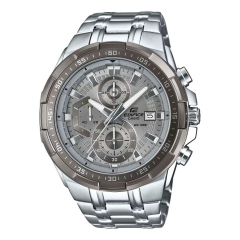 【CASIO 卡西歐】EDIFICE 強烈力量 立體設計三眼錶款 經典銀_EFR-539DE-8A_49.5mm