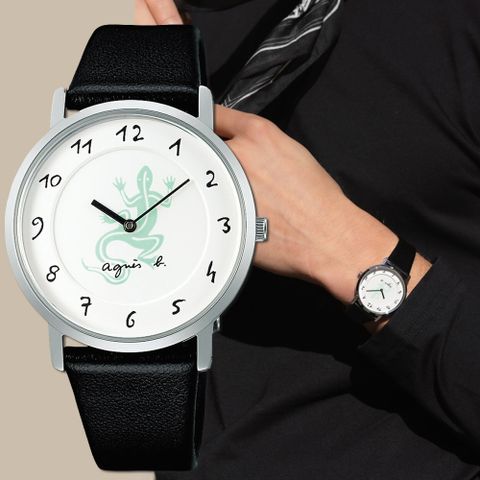 ▼原廠公司貨▼agnes b. 35周年特別版 夜光蜥蜴中性手錶-33.8mm(BJ5024X1/VJ20-KVP0Z)