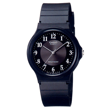 CASIO 超輕圓形數字錶黑面白字-(MQ-24-1B3)