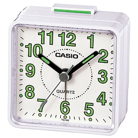 【CASIO 】桌上型指針鬧鐘-白面白殼 (TQ-140-7)