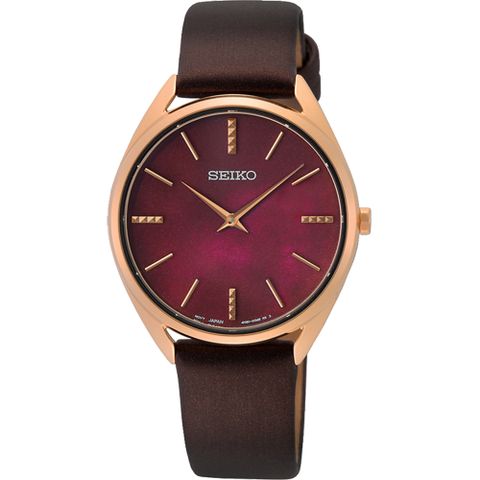 SEIKO 精工 CS系列酒紅色珍珠貝女錶-32mm SWR082P1 4N30-00J0R