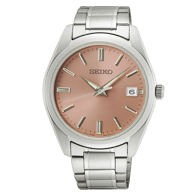 SEIKO 精工  SUR523P1 簡約三針 日期顯示 藍寶石鏡面 鋼錶帶男錶 6N52-00A0U 粉 39.5mm