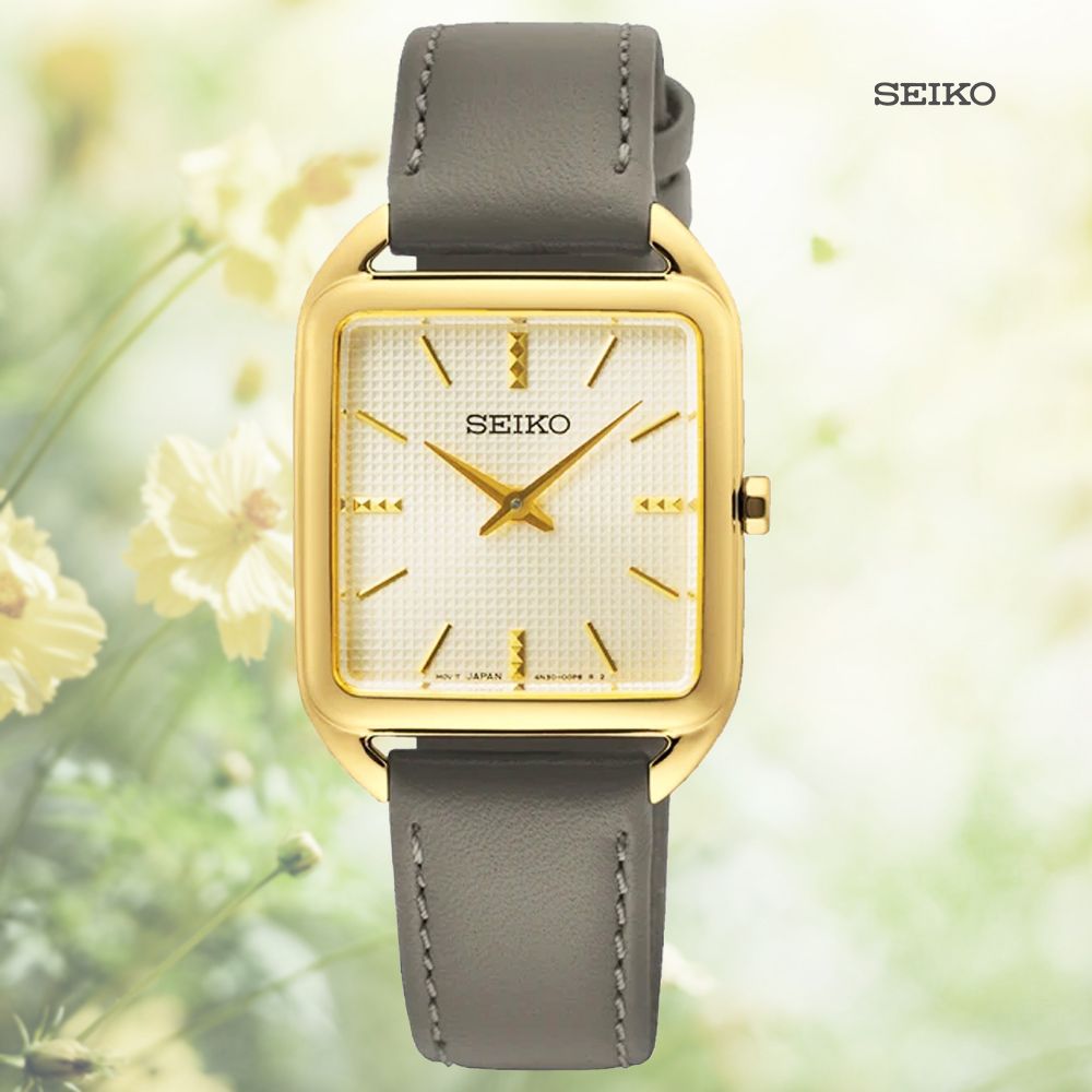 SEIKO 精工   CS系列 長方形 簡約雙針OL都會淑女腕錶-金色(SWR090P1/4N30-00L0K)_SK028