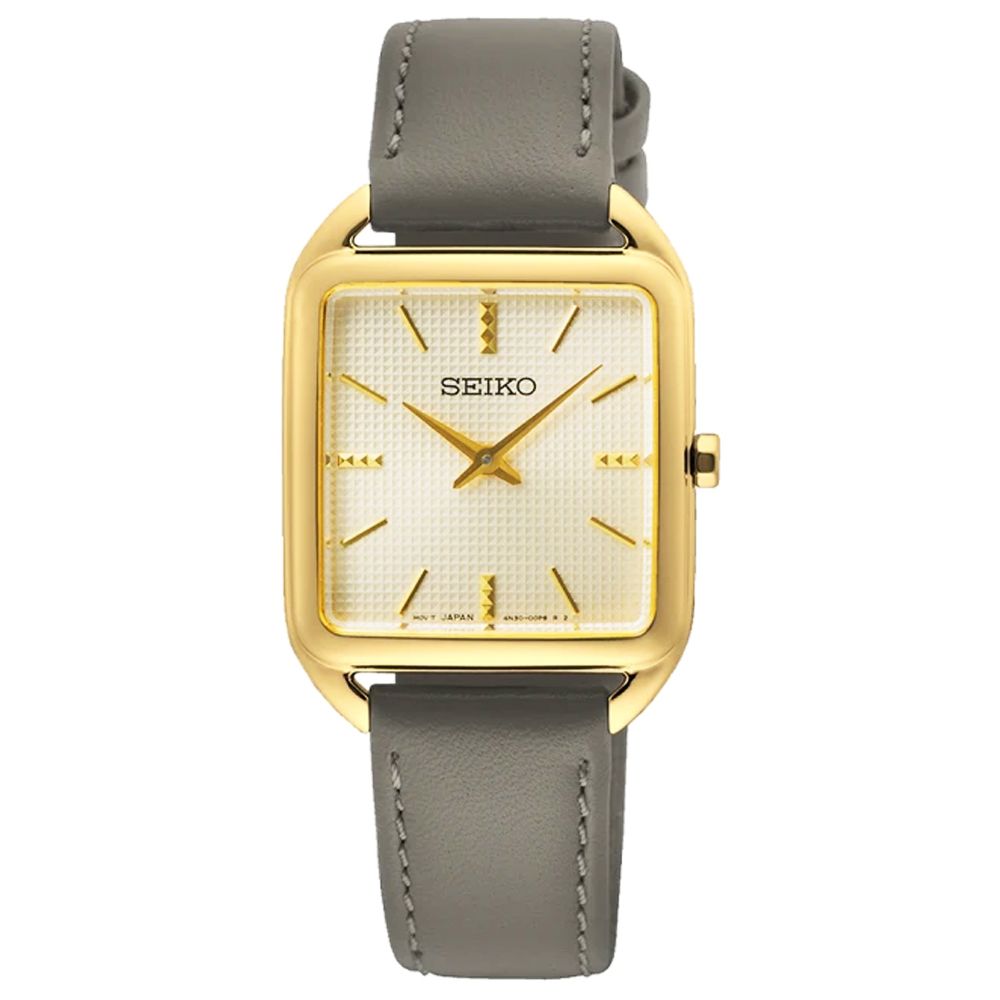 SEIKO 精工 CS系列 長方形 簡約雙針OL都會淑女腕錶-金色(SWR090P1/4N30-00L0K)_SK028