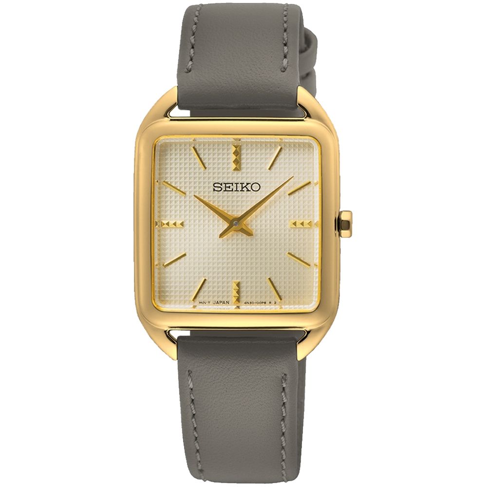 SEIKO 精工 CS系列優雅時尚方形腕錶/金X灰/26mm (4N30-00L0K/SWR090P1)SK003