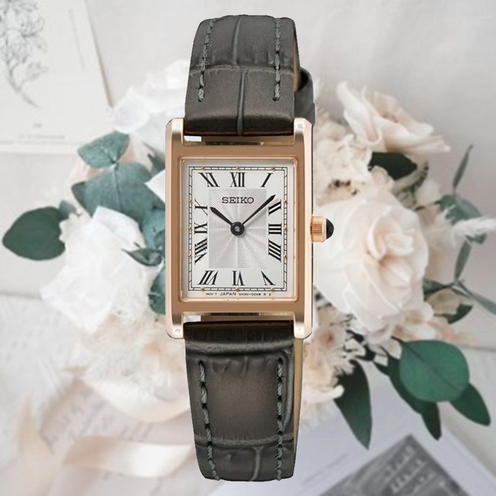 SEIKO 精工 CS系列 長方形 簡約羅馬數字 淑女石英錶-灰_SK028 SWR096P1/4N30-00H0Z