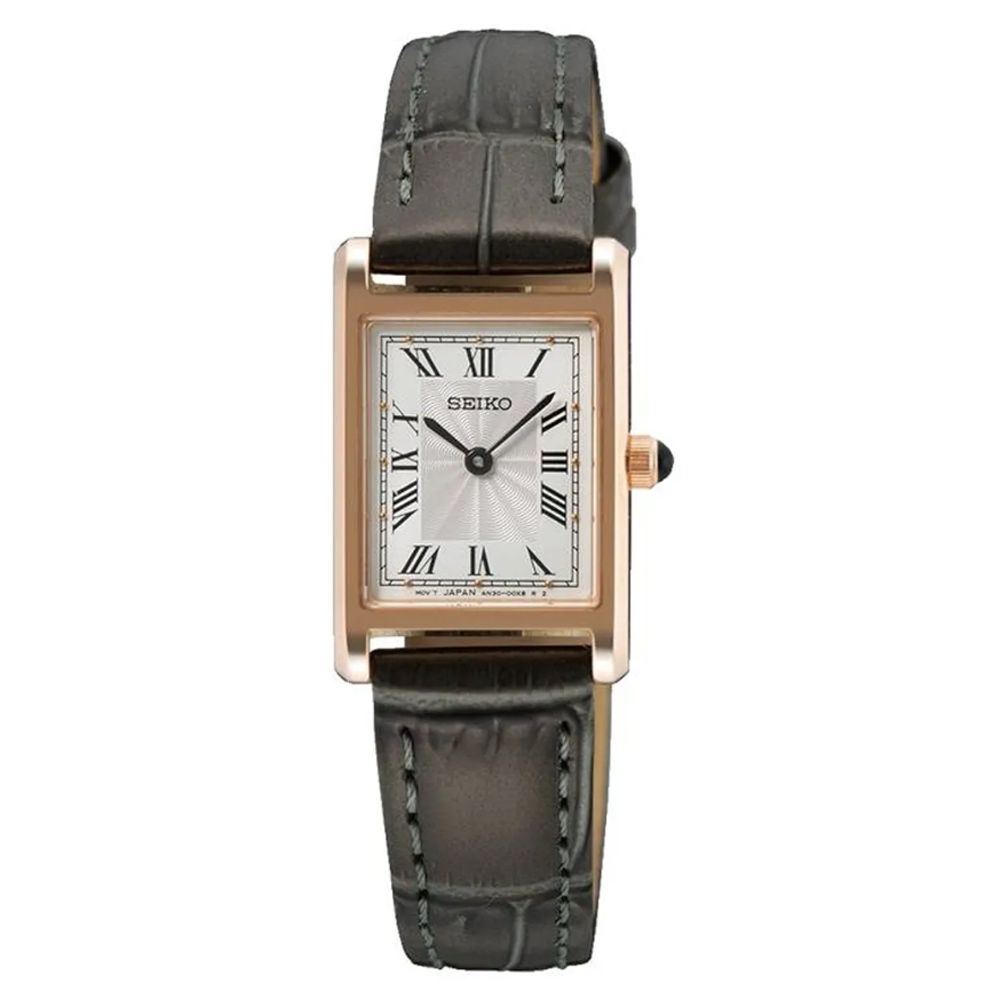 SEIKO 精工 CS系列 長方形 簡約羅馬數字 淑女石英錶-灰_SK028 SWR096P1/4N30-00H0Z