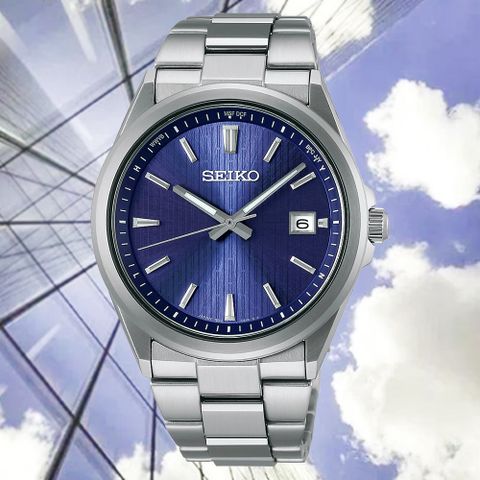 SEIKO 精工 Selection 日系簡約太陽能電波腕錶-藍 SBTM349J/7B72-0AK0B