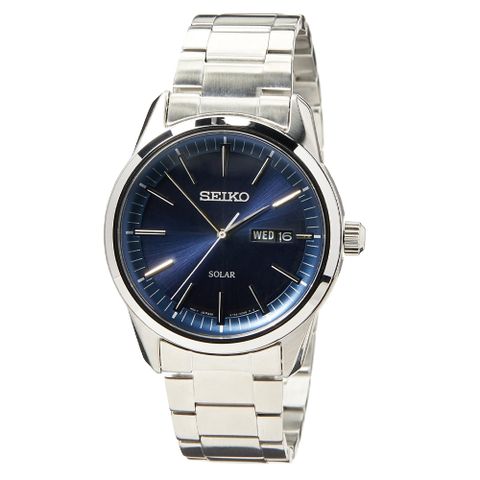 【SEIKO 精工】太陽能防水鋼帶錶 SNE525P1