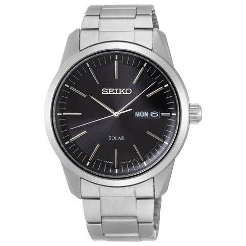 【SEIKO 精工】太陽能防水鋼帶錶 SNE527P1