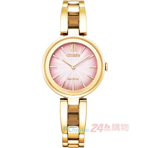 CITIZEN 星辰 Eco-Drive 手環式腕錶-EM0809-83Z 金色