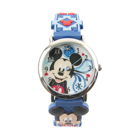 【Disney】米奇可愛Ｑ版｜造型橡膠錶帶兒童錶-帥氣藍/MK-3K2199P-008DB/原廠授權享半年保固