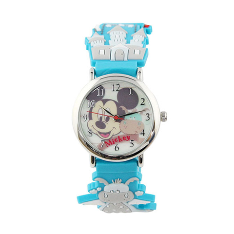 【Disney】米奇可愛Ｑ版｜造型橡膠錶帶兒童錶-天空藍/MK-3K2199P-004BE/原廠授權享半年保固