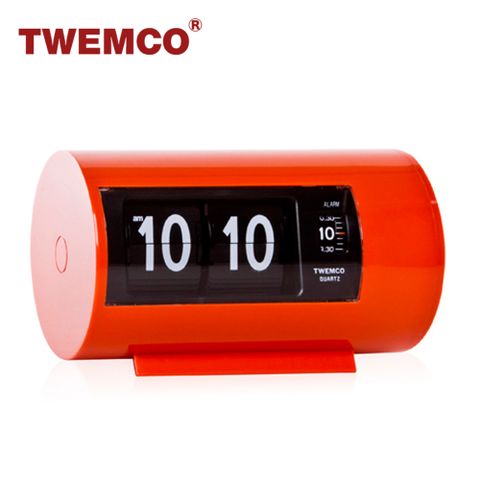 原廠公司貨保固2年TWEMCO 機械式翻頁鐘 德國機芯 圓筒小鬧鐘(橘色)