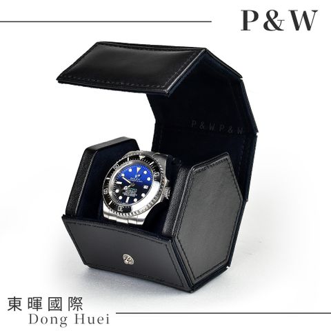 P&W 【名錶收藏盒】【黑色超纖皮革】1只/1入/1位 大錶適用 手工精品 錶盒 旅行收納盒