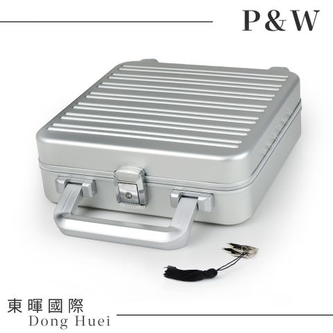 P&W 【名錶收藏盒】【航太鋁鎂合金】手工精品錶盒 9支裝 銀色 帶提把